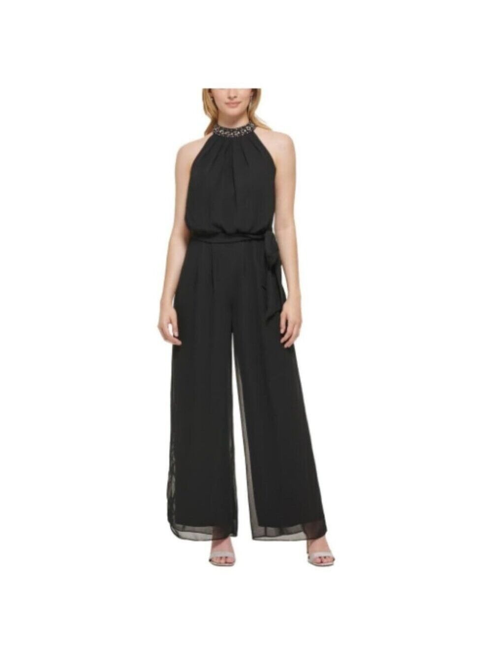 Eliza J Women's Rhinestone Halter Jumpsuit 10 NWT